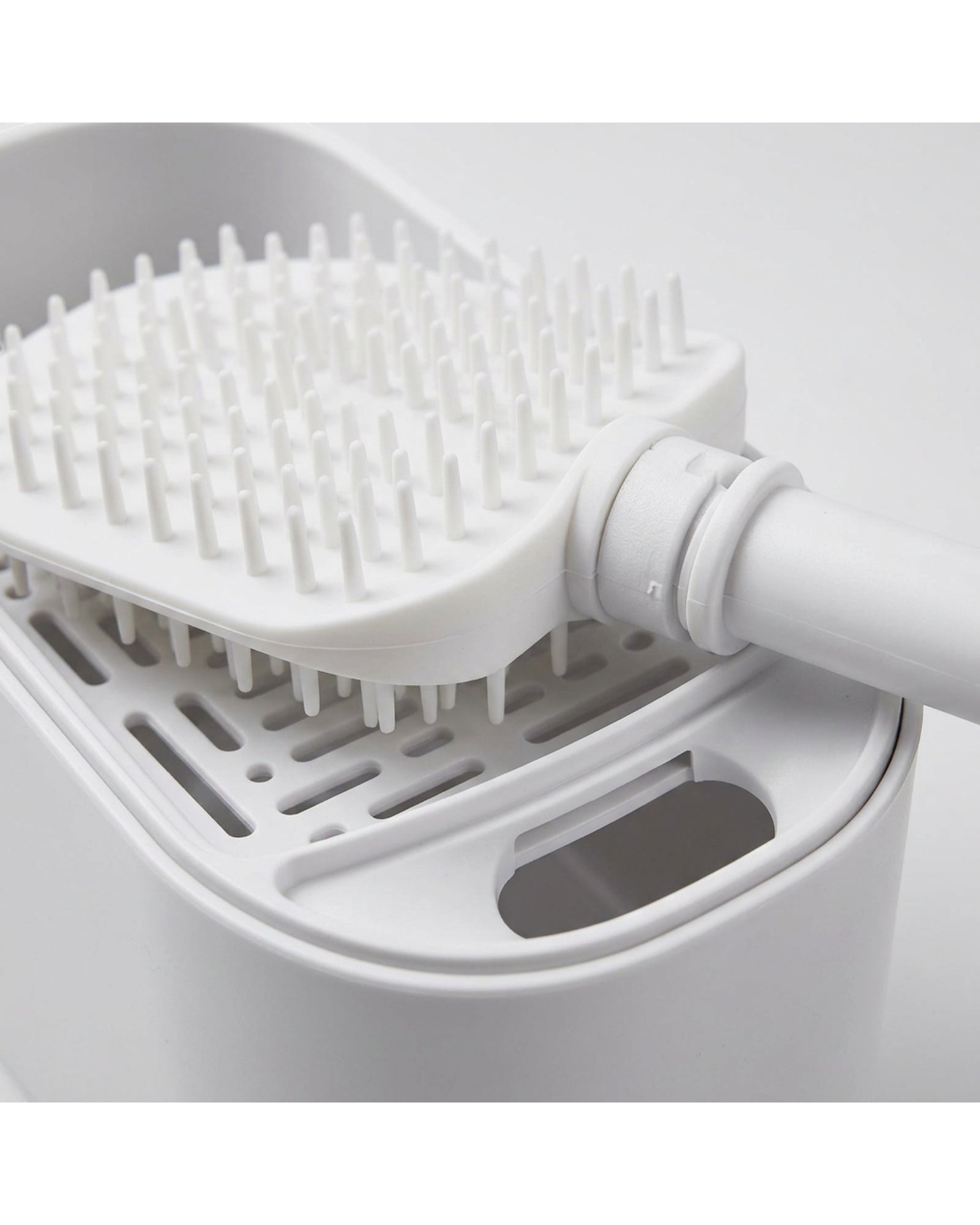 Wjfb Double Sided Flat Paddle Toilet Brush Split Base Sand - Detail view